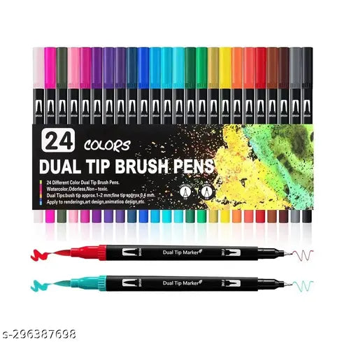 Giorgione Dual Tip Brush Pens Set for Artists & Kids | 12, 24,36,48 ,60 Colors |
