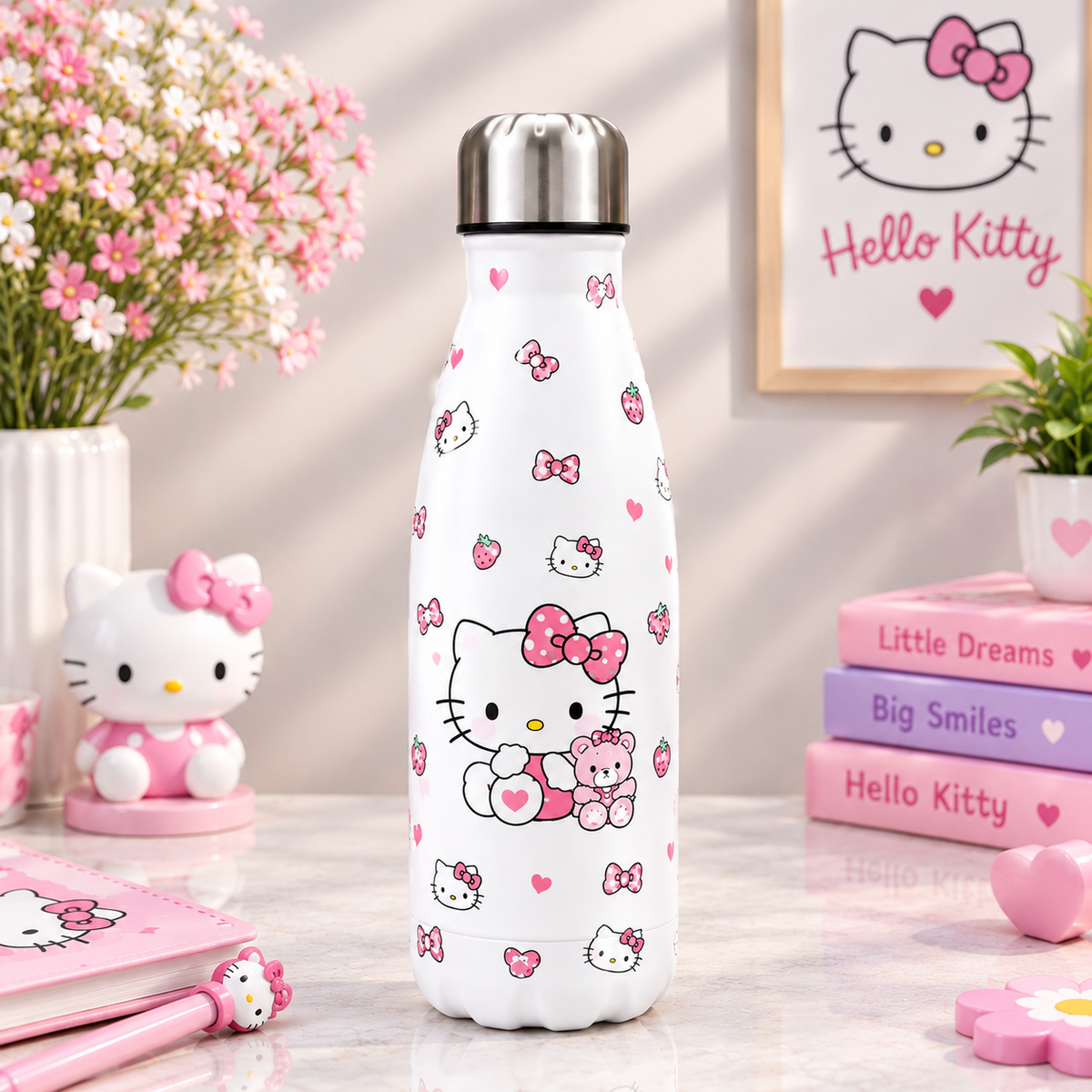 Hello Kitty Insulated Water Bottle for Girls | Stainless Steel Hot & Cold Bottle (500ml)