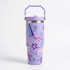 Glam Star Print Stainless Steel Tumbler with Straw & Handle - 30oz