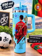 Ronaldo Messi Football Star Print Stainless Steel Tumbler - 30oz
