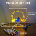 7 Color LED Note Board for Kids  Acrylic Drawing & Message Board with 7 Markers