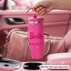 Glam Star Print Stainless Steel Tumbler with Straw & Handle - 30oz