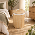 Premium Bamboo Laundry Hamper with Lid & Rope Handles