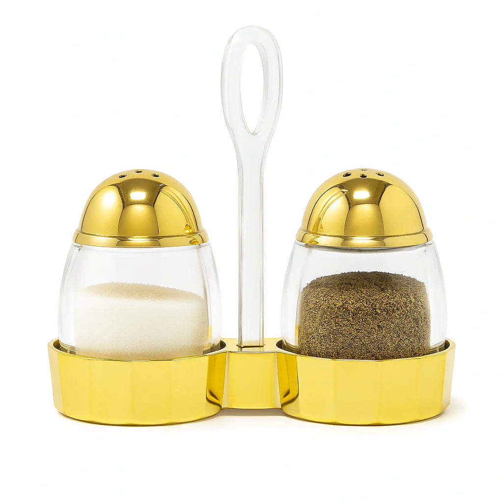 Small 7-Hole Seasoning Jars Set of 2 – Transparent Acrylic with Gold Bottom & Lid