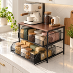 2-Tier Pull-Out Wire Basket Kitchen Countertop Organizer