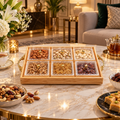 Premium 6-Piece Wooden Dry Fruit Serving Tray Set with Lids