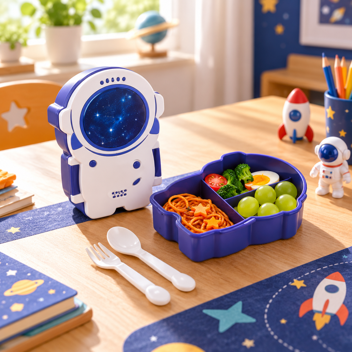Astronaut Space Kids Lunch Box with Cutlery