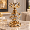 Luxury Gold Spiral Crystal Lotus Candle Holder