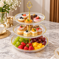 3-Tier Clear Acrylic Dessert & Serving Stand with Gold Trim