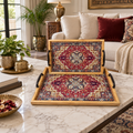 2-Piece Traditional Pattern Decorative Serving Tray Set