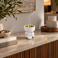 White & Gold Sculptural Incense Burner – Decorative Bakhoor Holder