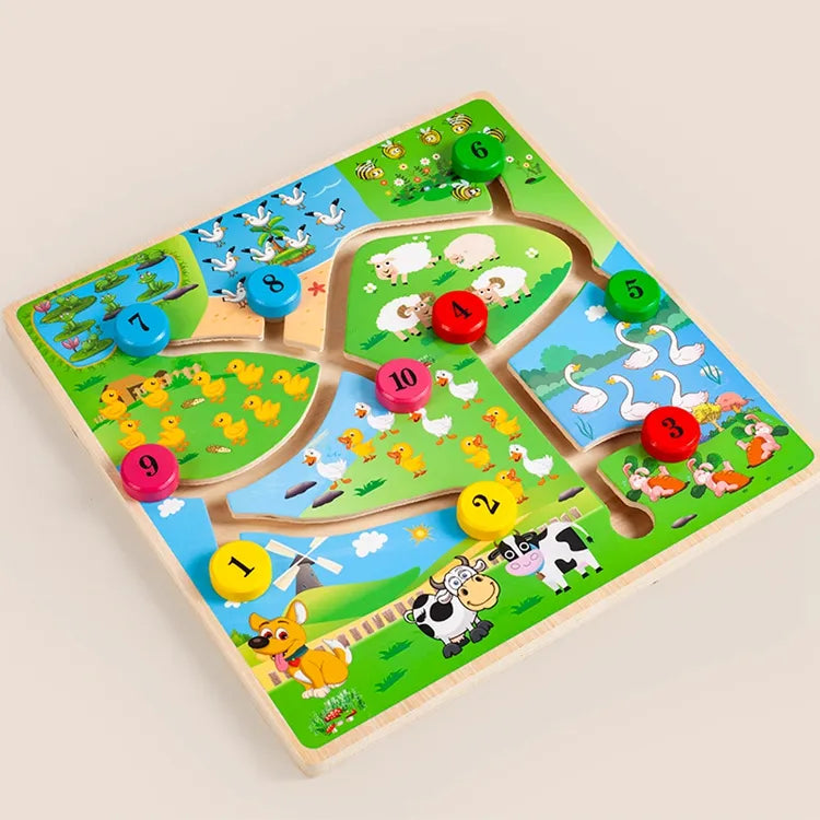 Wooden Maze Planet Puzzle – Fine Motor Skill Toy for Preschool Kids!