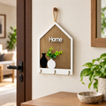 House-Shaped Wooden Wall Key Holder with 3 Hooks