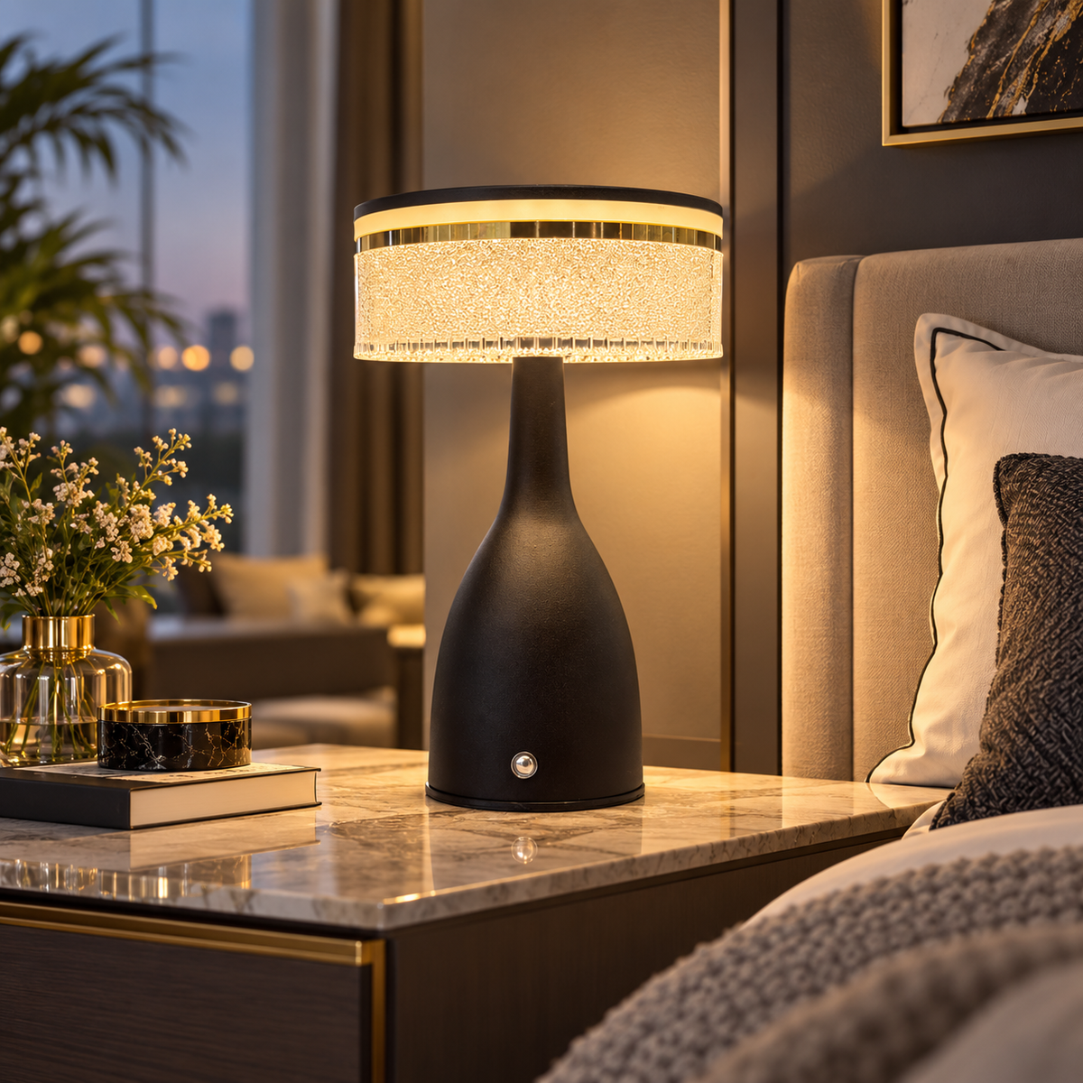 Modern USB Crystal Halo LED Table Lamp