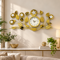 Gold Branch Crystal Flower Decorative Metal Wall Clock